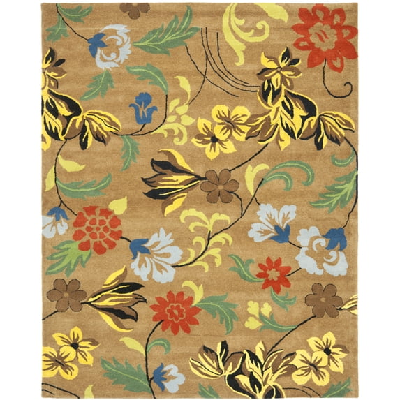SAFAVIEH Soho Heath Floral Wool Area Rug, Brown/Multi, 8' x 8' Round