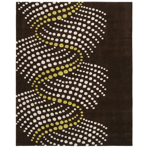 SAFAVIEH Soho Hudson Geometric Dotted Wool Area Rug, Brown/Beige, 8' x 8' Round