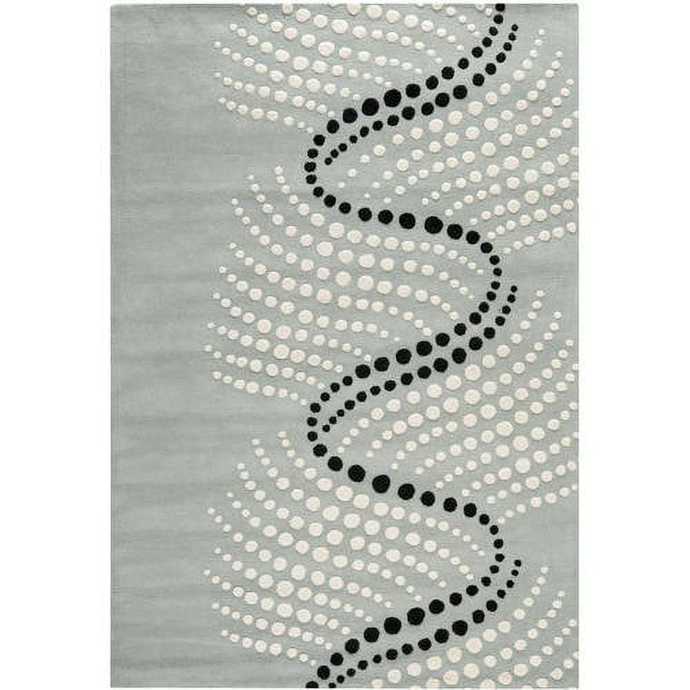 Grey and Ivory Hand-Tufted Wool and Viscose Area Rug