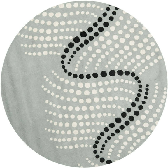 SAFAVIEH Soho Hudson Geometric Dotted Wool Area Rug, Grey/Ivory, 6' x 6' Round
