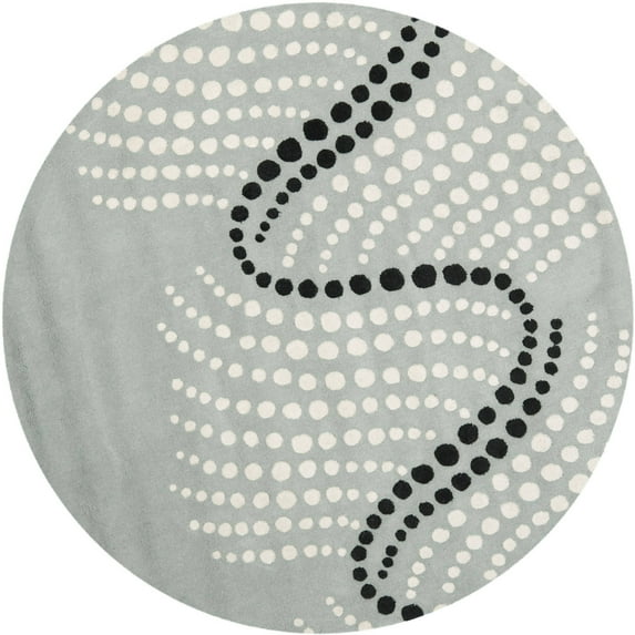 SAFAVIEH Soho Hudson Geometric Dotted Wool Area Rug, Grey/Ivory, 6' x 6' Round