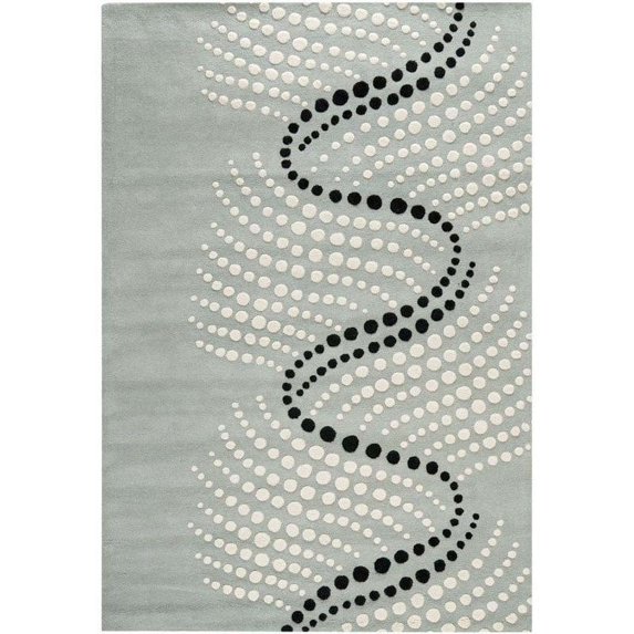 SAFAVIEH Soho Hudson Geometric Dotted Wool Area Rug, Grey/Ivory, 6' x 9'