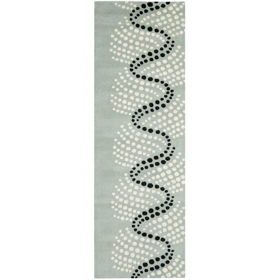 SAFAVIEH Soho Hudson Geometric Dotted Wool Runner Rug, Grey/Ivory, 2'6" x 6'