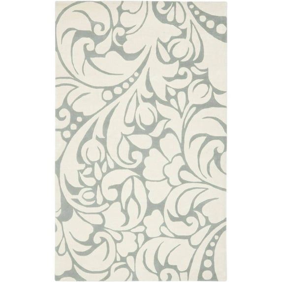 SAFAVIEH Soho Hunter Floral Wool Area Rug, Blue/Ivory, 3'6" x 5'6"
