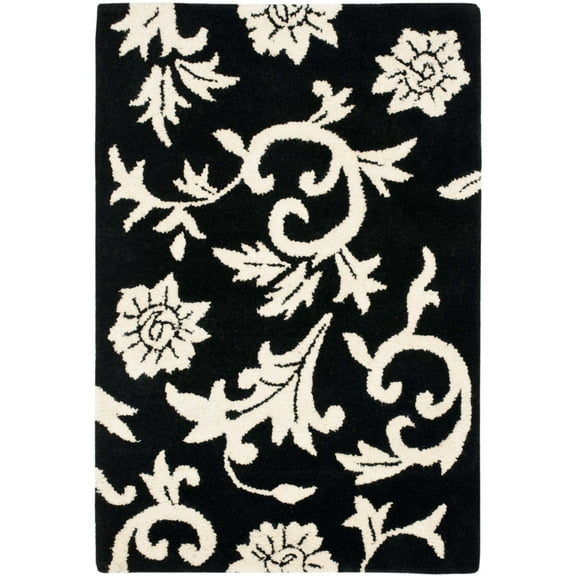 SAFAVIEH Soho Iris Floral Wool Area Rug, Black/Ivory, 2' x 3'