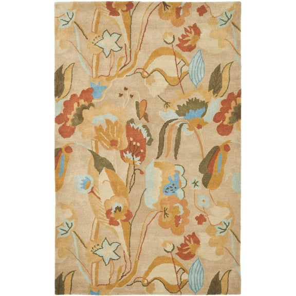 SAFAVIEH Soho Ivy Floral Wool Area Rug, Beige/Multi, 5' x 8'