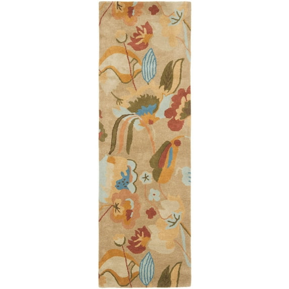 SAFAVIEH Soho Ivy Floral Wool Runner Rug, Beige/Multi, 2'6" x 8'