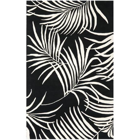 SAFAVIEH Soho Jaki Floral Wool Area Rug, Black/Ivory, 3'6" x 5'6"