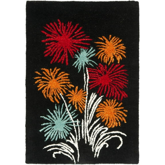 SAFAVIEH Soho Jared Fire Works Wool Area Rug, Black/Multi, 2' x 3'