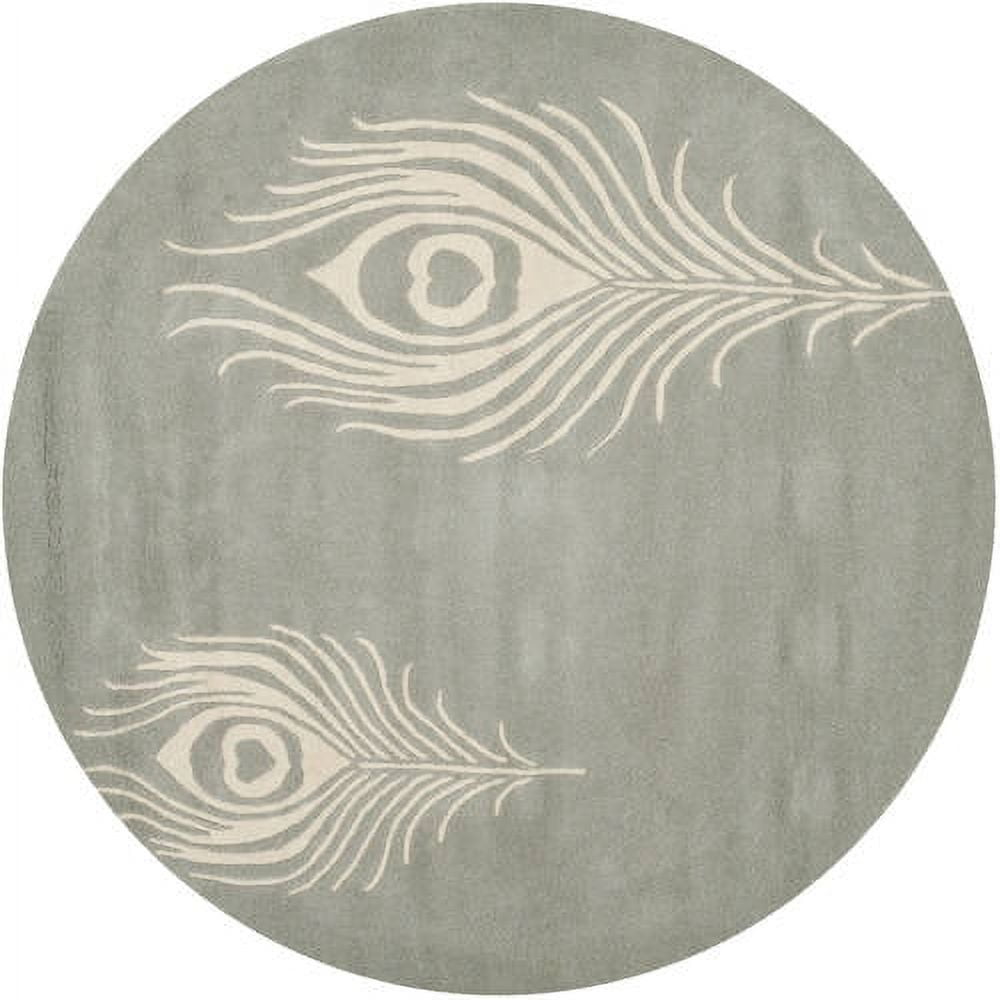 SAFAVIEH Soho Jarvis Peacock Feather Wool Area Rug, Grey/Ivory, 8' x 8' Square