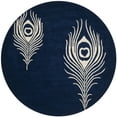 thumbnail image 1 of SAFAVIEH Soho Jarvis Peacock Feather Wool Area Rug, Navy/Ivory, 6' x 6' Round, 1 of 8