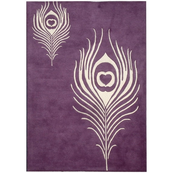 SAFAVIEH Soho Jarvis Peacock Feather Wool Area Rug, Purple/Ivory, 3'6" x 5'6"