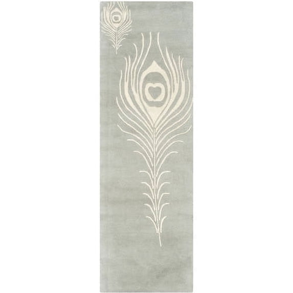 SAFAVIEH Soho Jarvis Peacock Feather Wool Runner Rug, Grey/Ivory, 2'6" x 10'