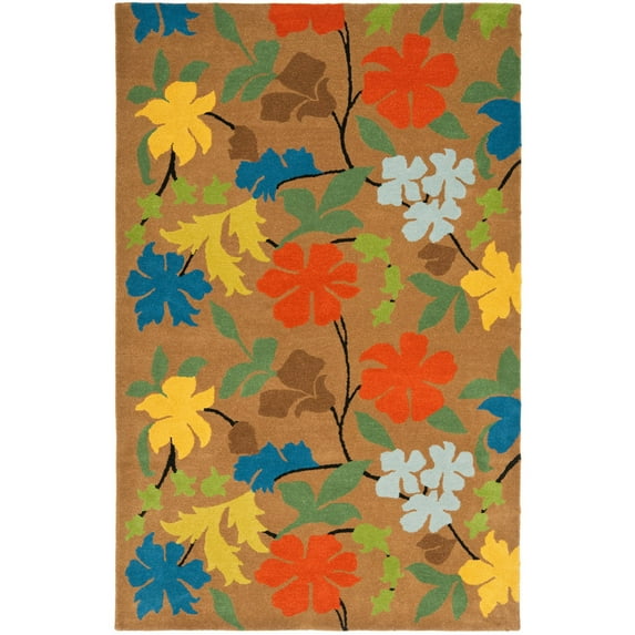 SAFAVIEH Soho Jasper Floral Wool Area Rug, Brown/Multi, 3'6" x 5'6"