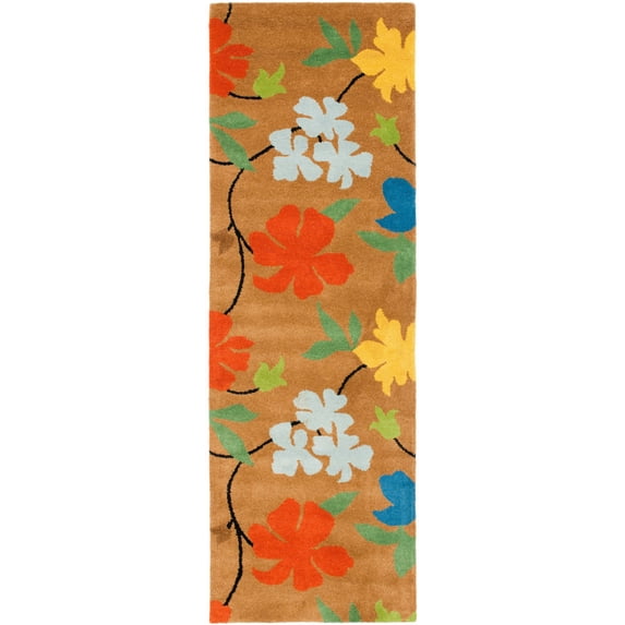 SAFAVIEH Soho Jasper Floral Wool Runner Rug, Brown/Multi, 2'6" x 8'