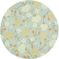 SAFAVIEH Soho Jennifer Floral Wool Area Rug, Blue/Multi, 6' x 6' Round