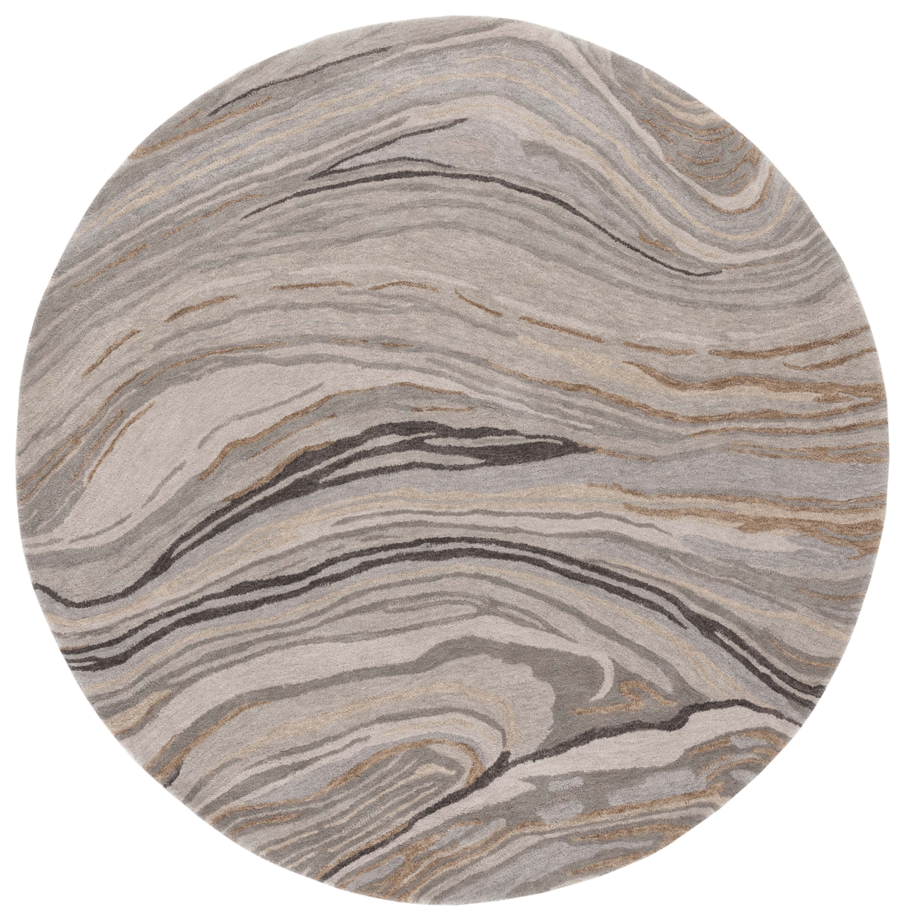 SAFAVIEH Soho Joshua Abstract Area Rug, Beige/Grey, 6' x 6' Round