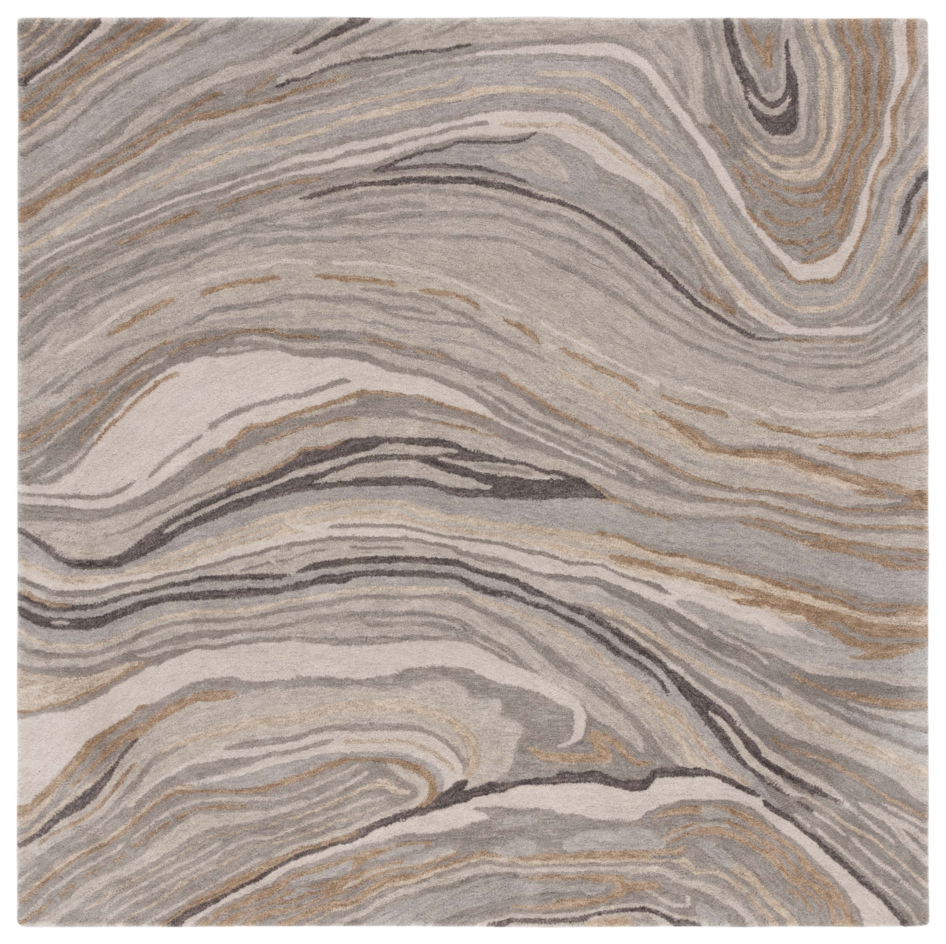 SAFAVIEH Soho Joshua Abstract Area Rug, Beige/Grey, 6' x 6' Square
