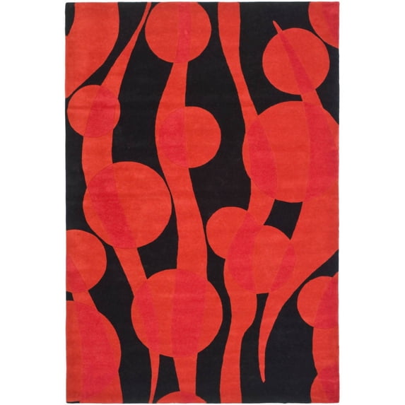 SAFAVIEH Soho Josie Abstract Wool Area Rug, Black/Red, 7'6" x 9'6"