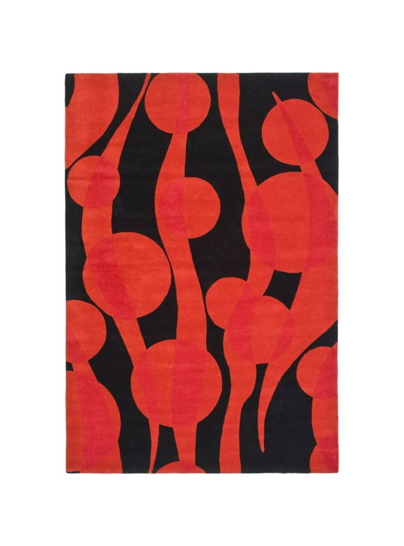 SAFAVIEH Soho Josie Abstract Wool Area Rug, Black/Red, 7'6" x 9'6"