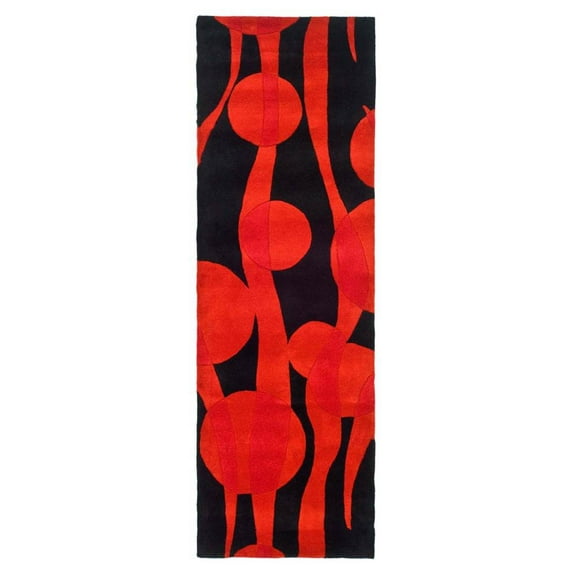 SAFAVIEH Soho Josie Abstract Wool Runner Rug, Black/Red, 2'6" x 8'