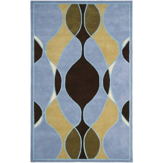 SAFAVIEH Soho Juliet Abstract Wool Area Rug, Blue/Multi, 3'6" x 5'6"