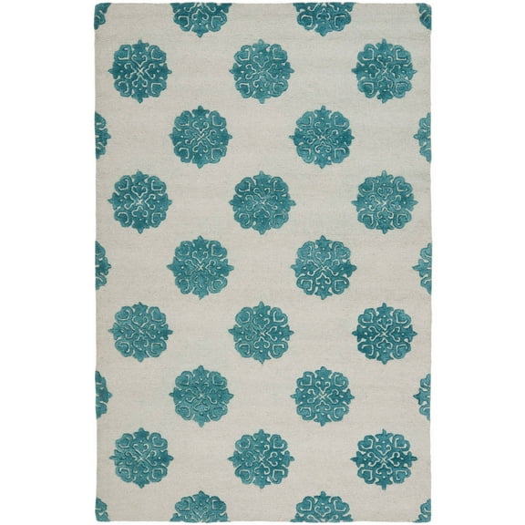SAFAVIEH Soho Juniper Geometric Wool Area Rug, Ivory/Light Blue, 2' x 3'