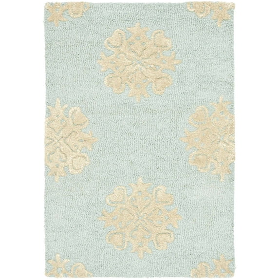SAFAVIEH Soho Juniper Geometric Wool Area Rug, Light Blue/Beige, 2'3" x 4'