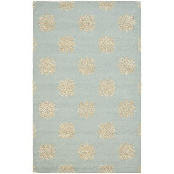 SAFAVIEH Soho Juniper Geometric Wool Area Rug, Light Blue/Beige, 2' x 3'