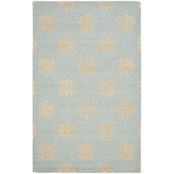 SAFAVIEH Soho Juniper Geometric Wool Area Rug, Light Blue/Beige, 8'3" x 11'