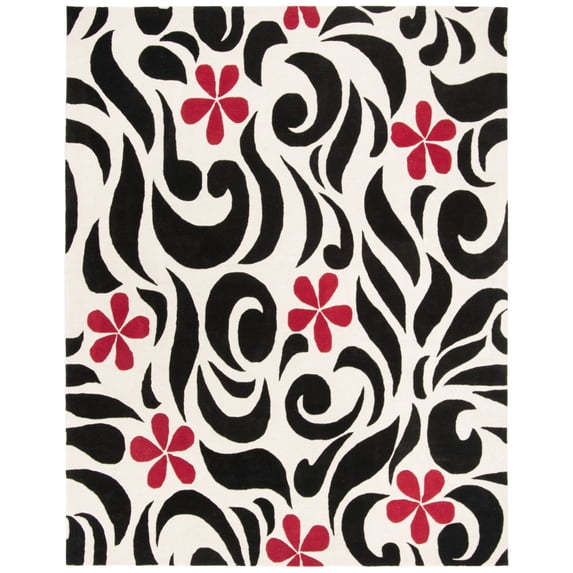 SAFAVIEH Soho Kate Abstract Wool Area Rug, Ivory/Black, 3'6" x 5'6"