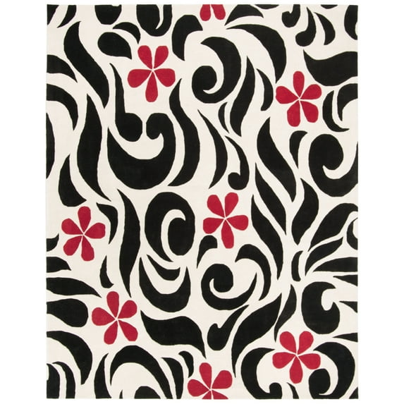 SAFAVIEH Soho Kate Abstract Wool Area Rug, Ivory/Black, 7'6" x 9'6"