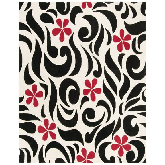 SAFAVIEH Soho Kate Abstract Wool Runner Rug, Ivory/Black, 2'6" x 8'