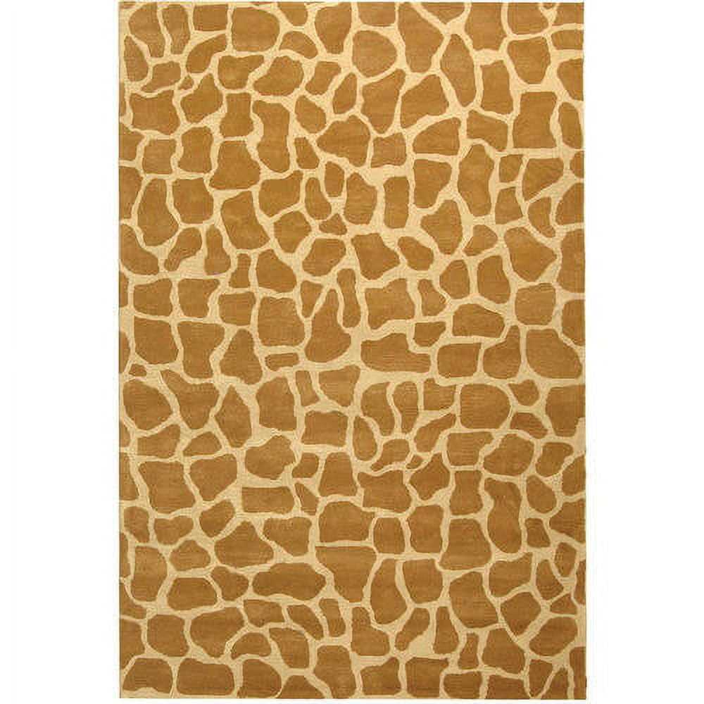 Handmade Beige and Brown Wool and Viscose Tufted Area Rug