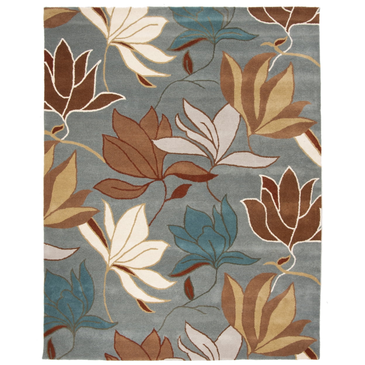 Handmade Blue and Multi Wool Tufted Area Rug