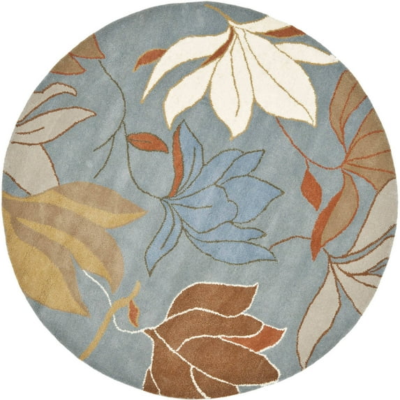 SAFAVIEH Soho Keith Floral Wool Area Rug, Blue/Multi, 6' x 6' Round