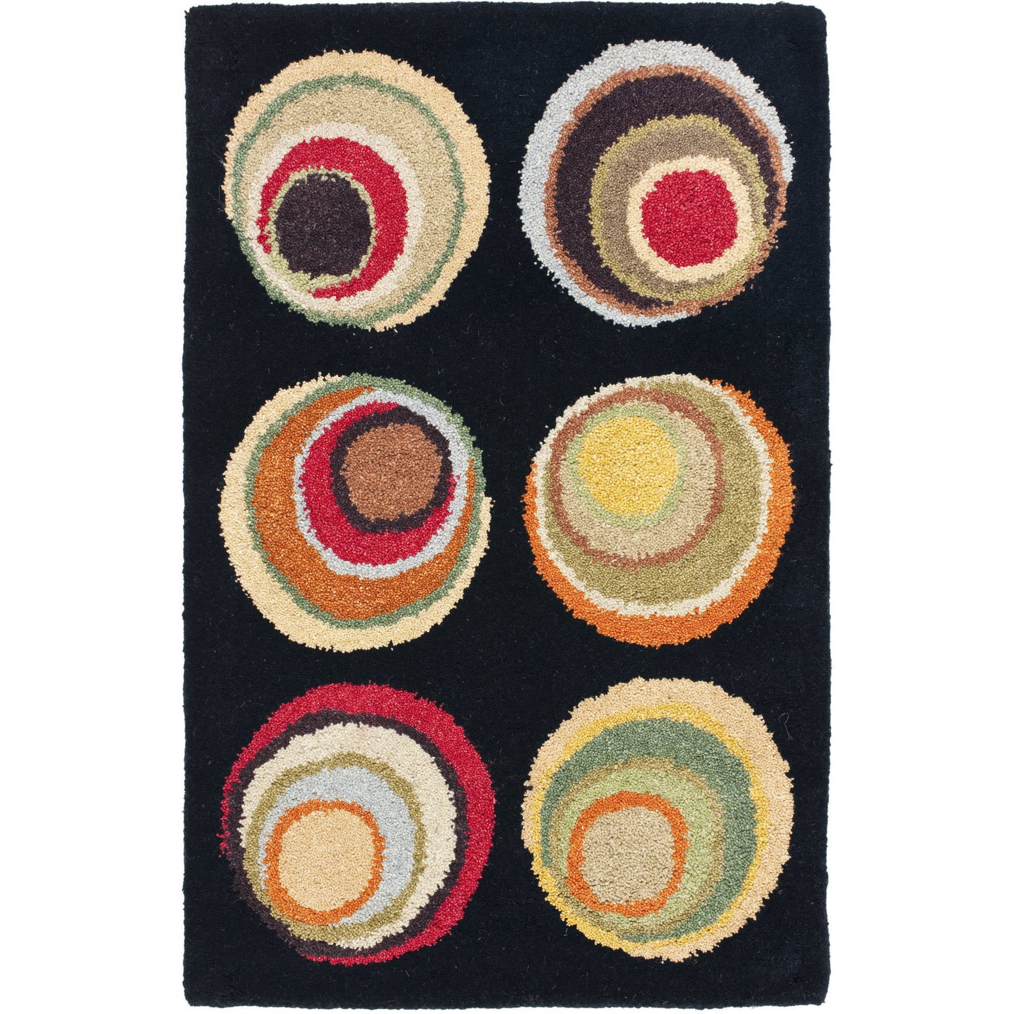 Soho 2' x 3' Black and Multicolor Wool Round Tufted Rug