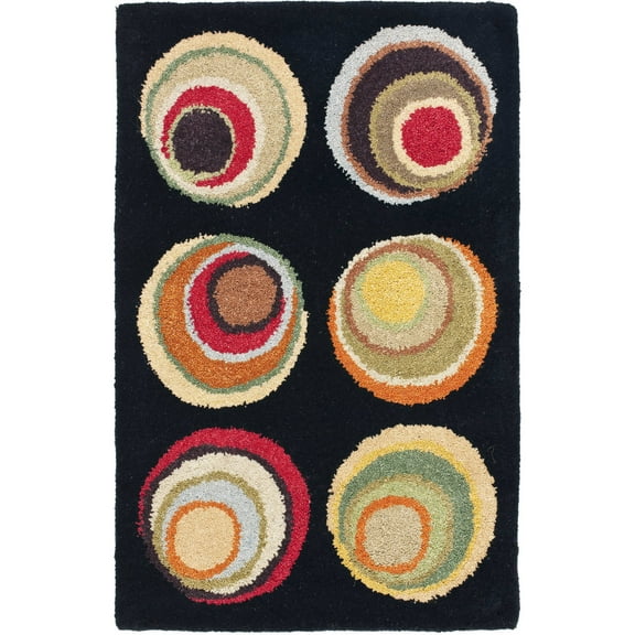 SAFAVIEH Soho Kendall Geometric Wool Area Rug, Black/Multi, 2' x 3'