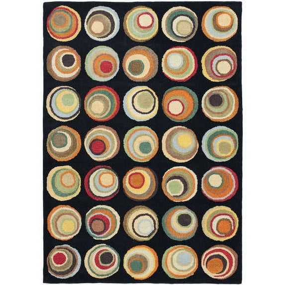 SAFAVIEH Soho Kendall Geometric Wool Area Rug, Black/Multi, 8'3" x 11'