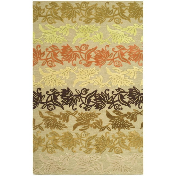 SAFAVIEH Soho Kent Floral Wool Area Rug, Sage/Multi, 3'6" x 5'6"