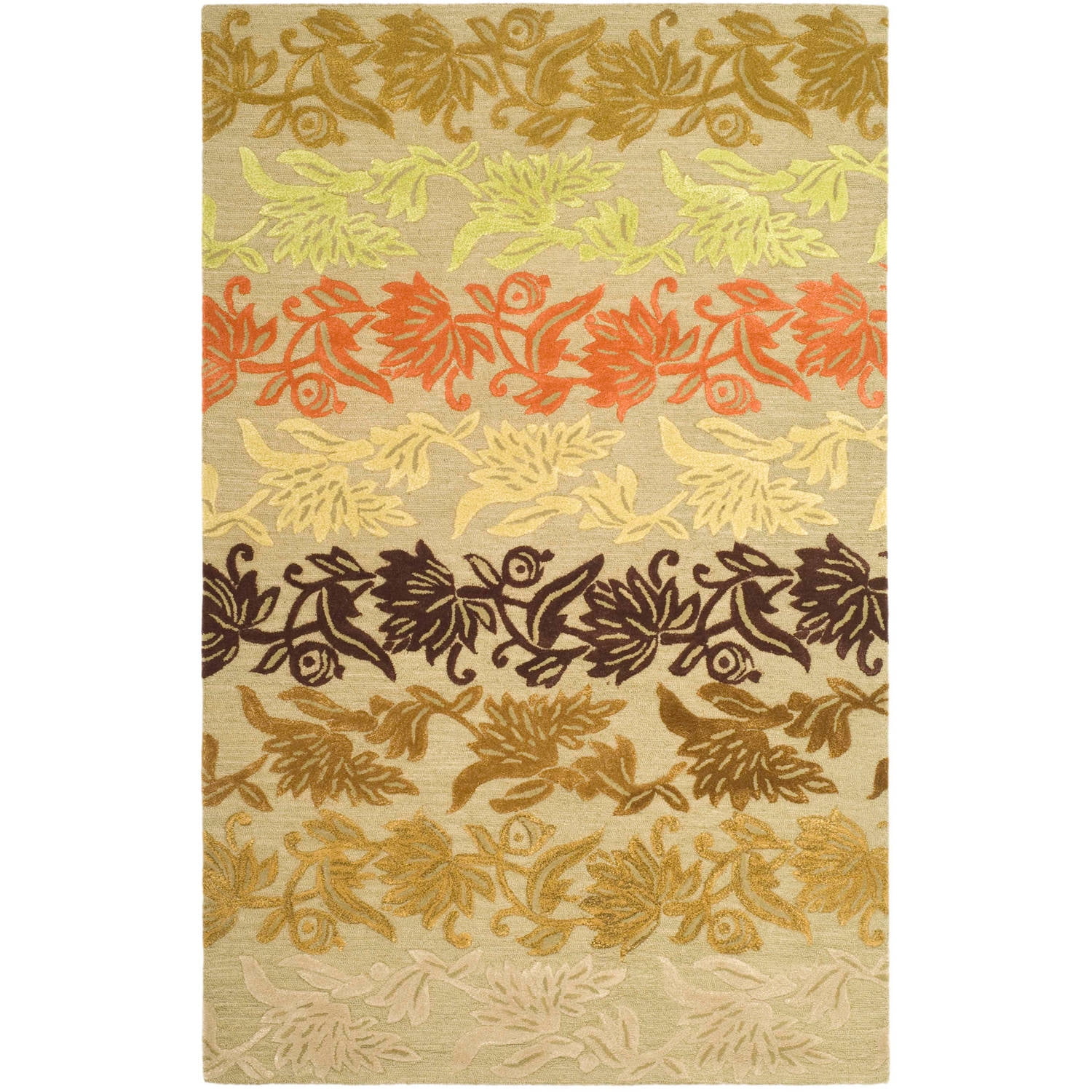 Handmade Multicolor Floral Wool and Viscose Area Rug, 6' x 9'