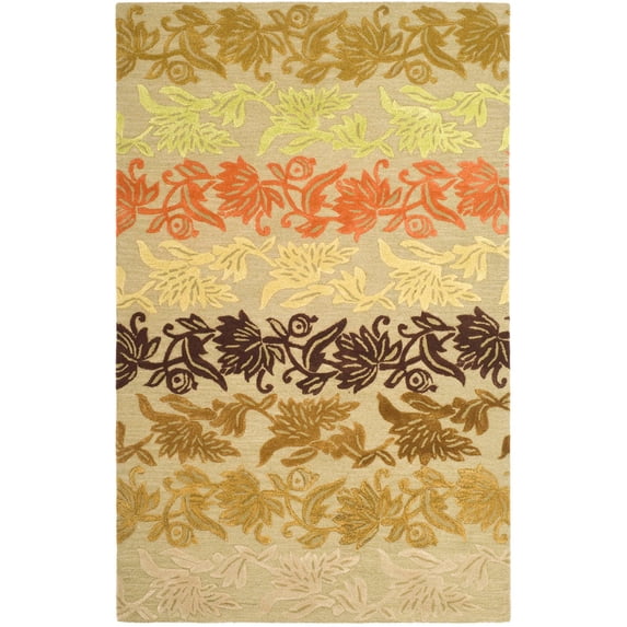 SAFAVIEH Soho Kent Floral Wool Area Rug, Sage/Multi, 6' x 9'