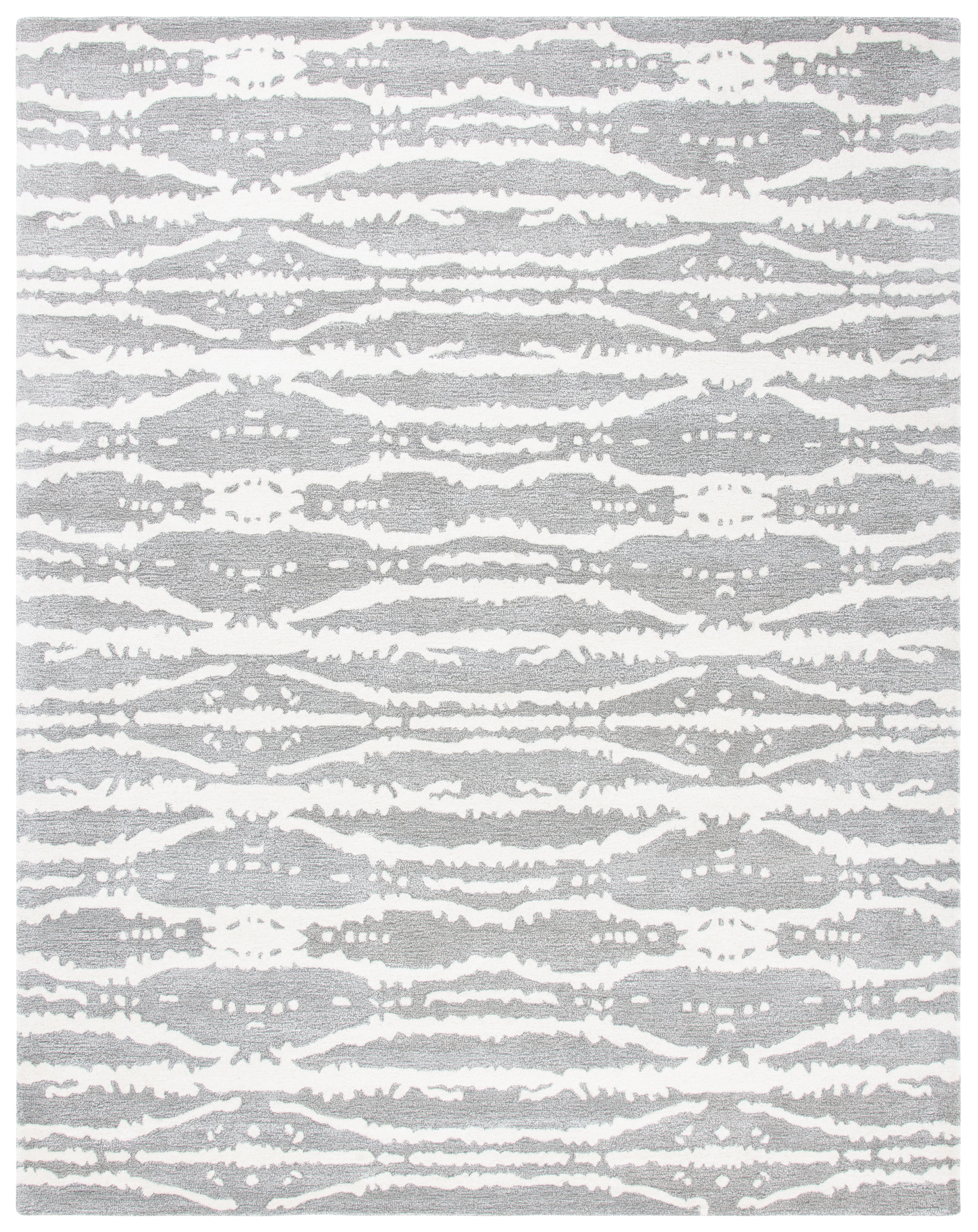 Grey and Ivory Hand-Tufted Wool and Viscose Area Rug