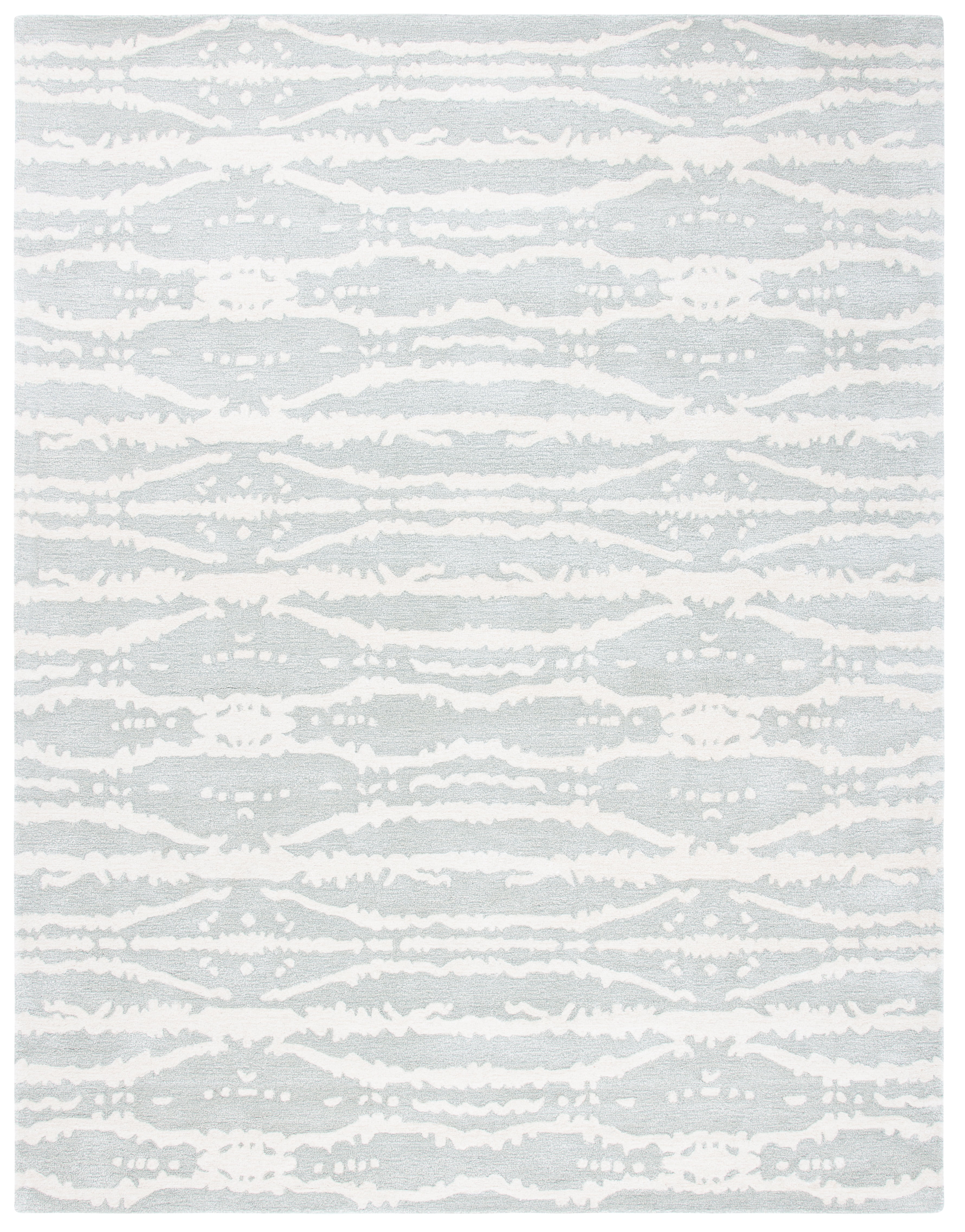 Light Grey and Ivory Hand-Tufted Wool and Viscose Area Rug