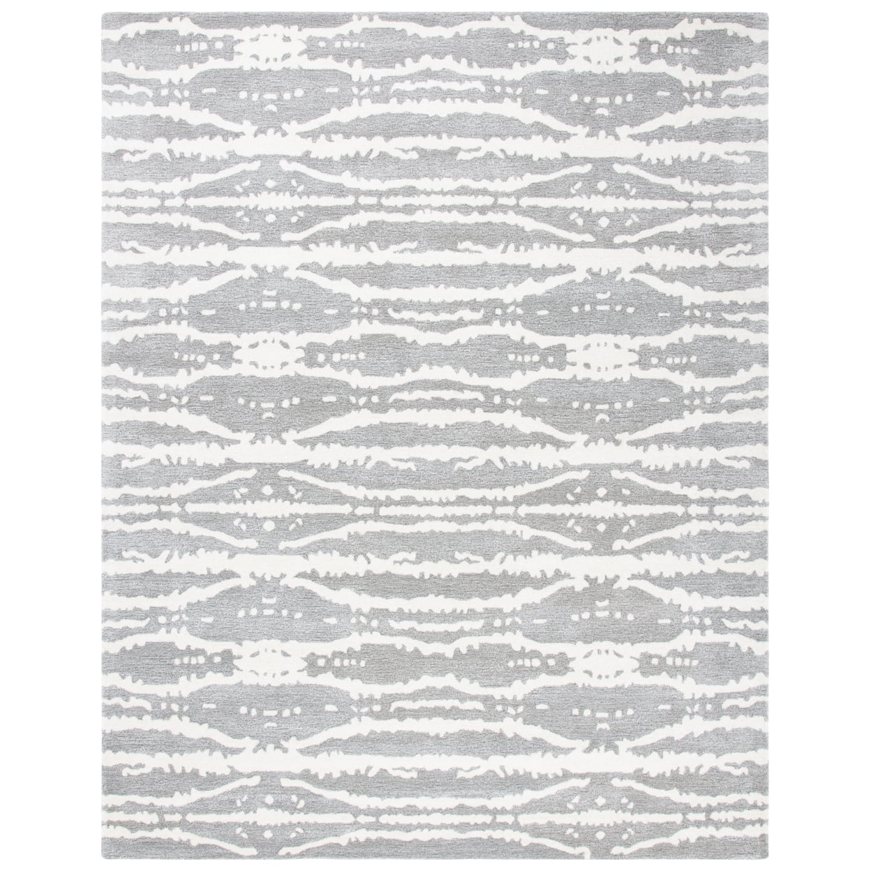 Grey and Ivory Hand-Tufted Wool and Viscose Runner Rug