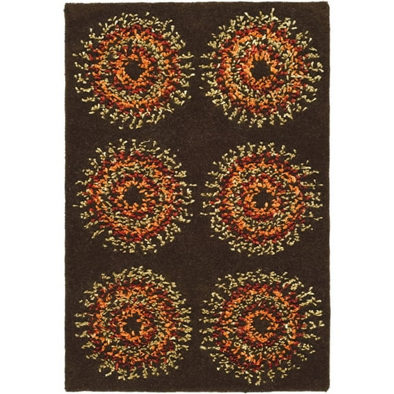 SAFAVIEH Soho Leanne Geometric Wool Area Rug, Brown/Gold, 2' x 3'