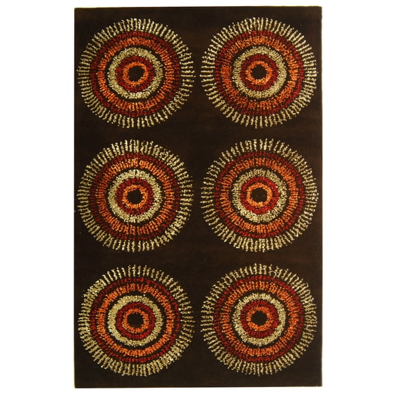 SAFAVIEH Soho Leanne Geometric Wool Area Rug, Brown/Gold, 3'6" x 5'6"
