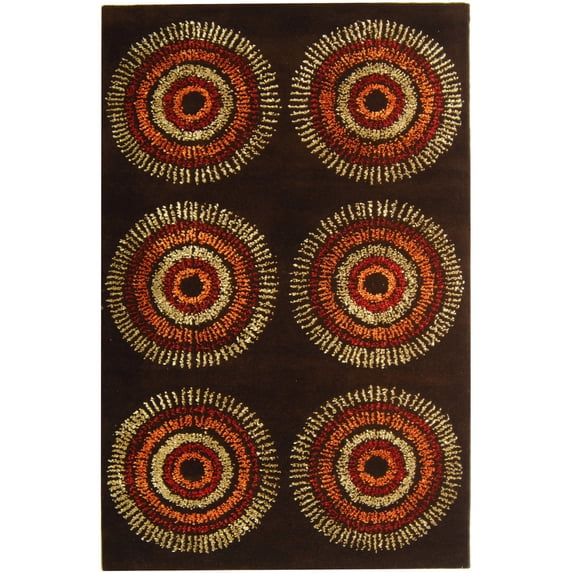 SAFAVIEH Soho Leanne Geometric Wool Area Rug, Brown/Gold, 5' x 8'