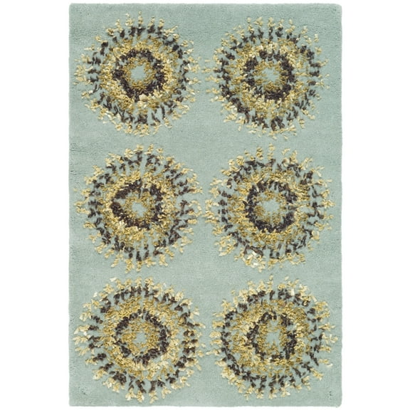 SAFAVIEH Soho Leanne Geometric Wool Area Rug, Light Blue/Multi, 2' x 3'