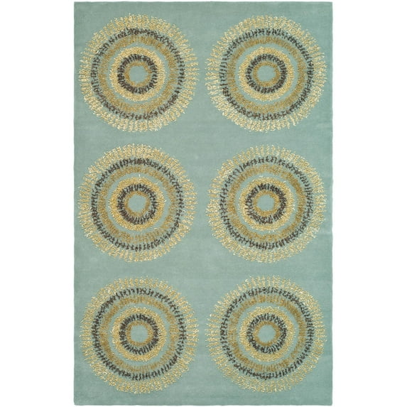 SAFAVIEH Soho Leanne Geometric Wool Area Rug, Light Blue/Multi, 7'6" x 9'6"